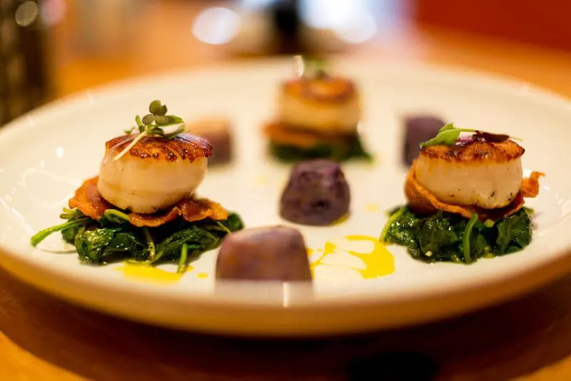 scallops plated for fine dining