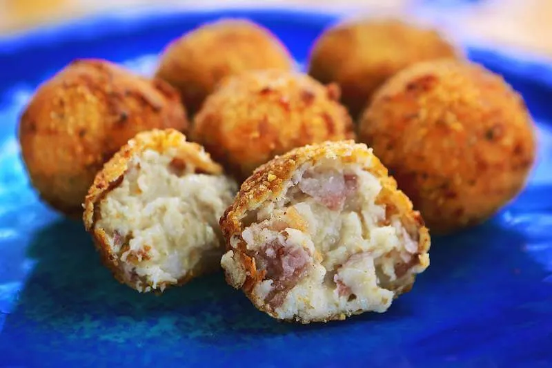 fried mashed potato and bacon balls