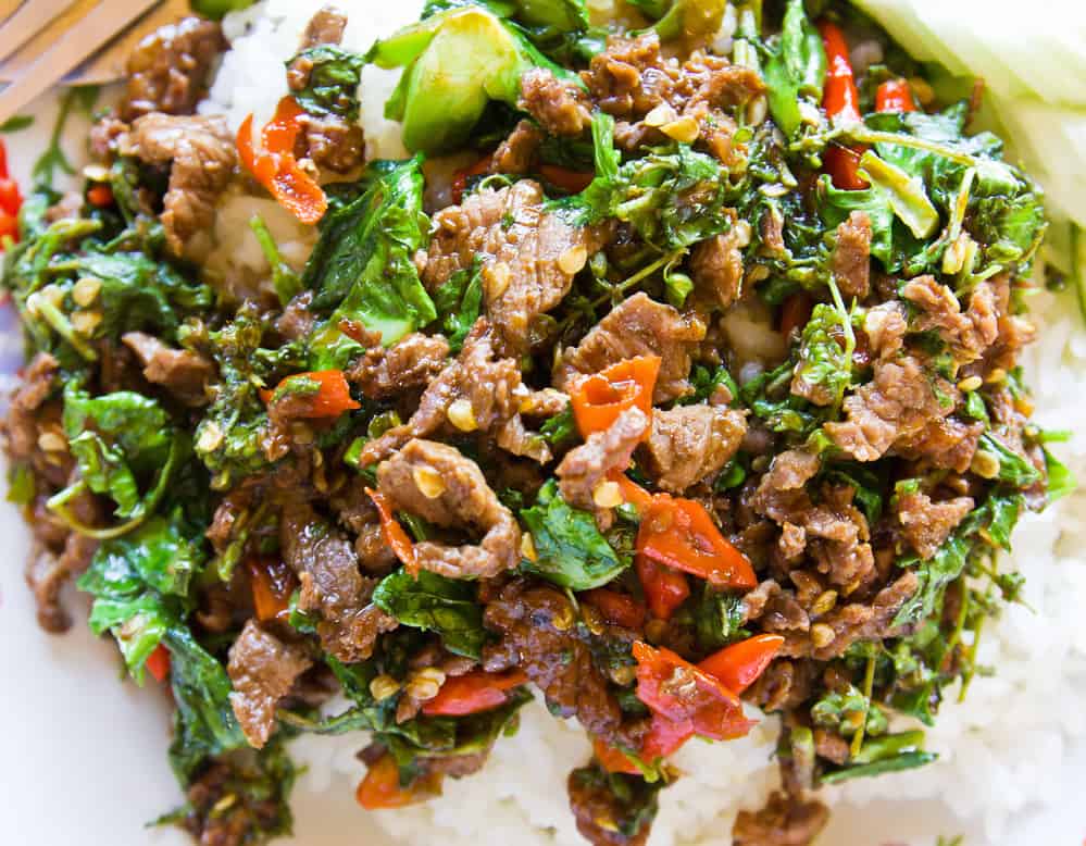 Ano-Thai Kitchen Basil with Beef on Rice
