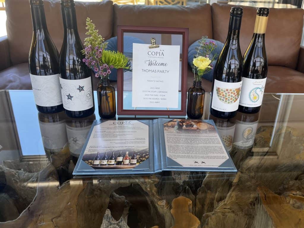Copia Vineyards & Winery Welcome gift