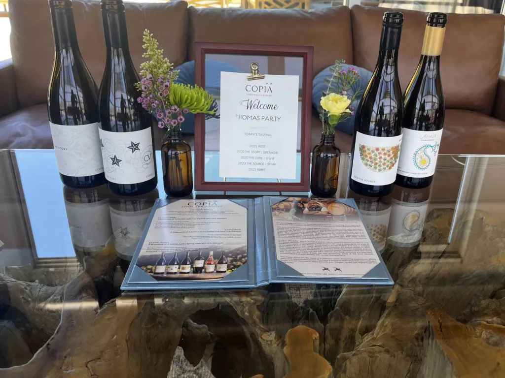 Copia Vineyards & Winery Welcome gift