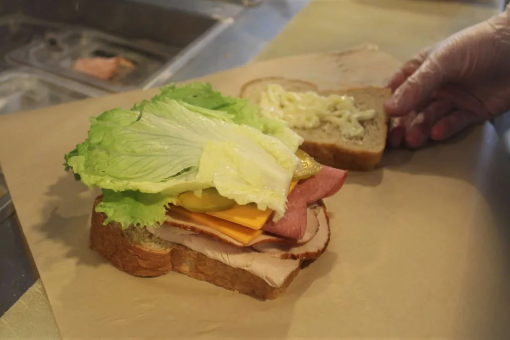 a sandwich at Dutch Country General Store