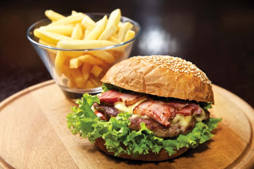 bacon-stuffed gouda burger