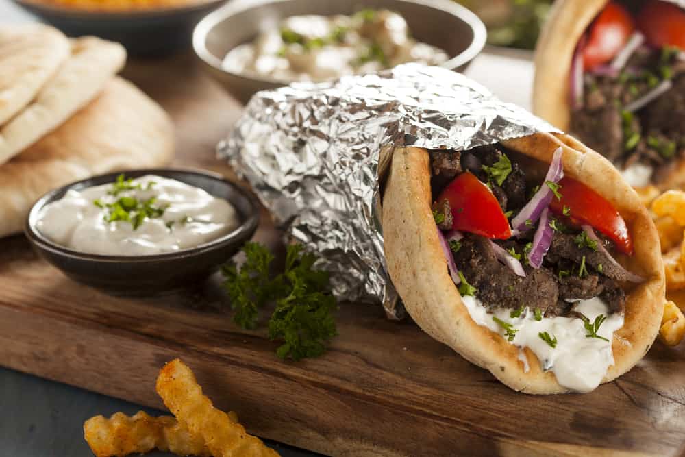 Gyro with Tzatziki Sauce at one of the best Mediterranean restaurants in worcester
