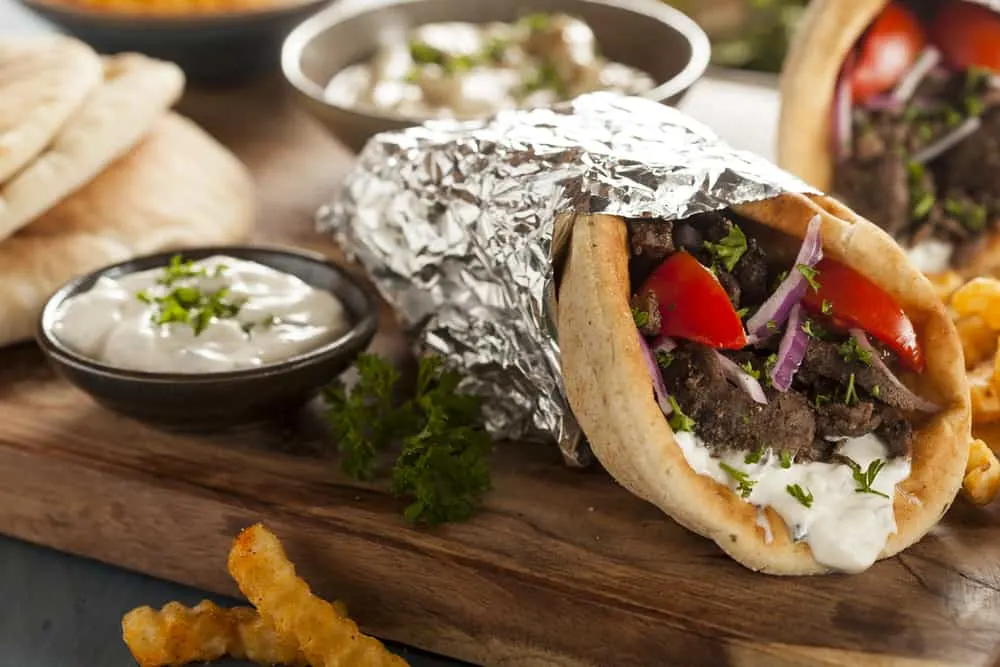 Gyro with Tzatziki Sauce at one of the best Mediterranean restaurants in worcester