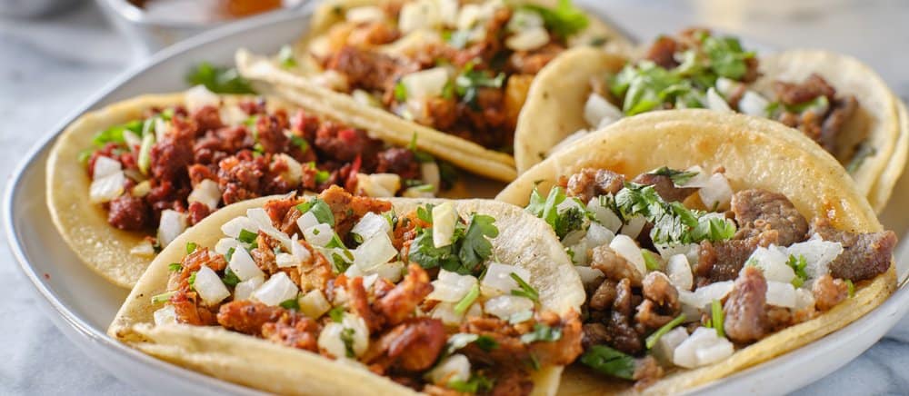 Platter of mexican street tacos