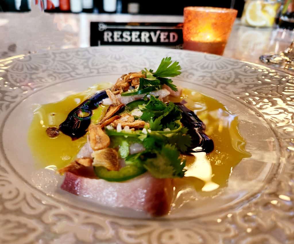 The Vault at The Liberty Trust Hamachi Crudo plate