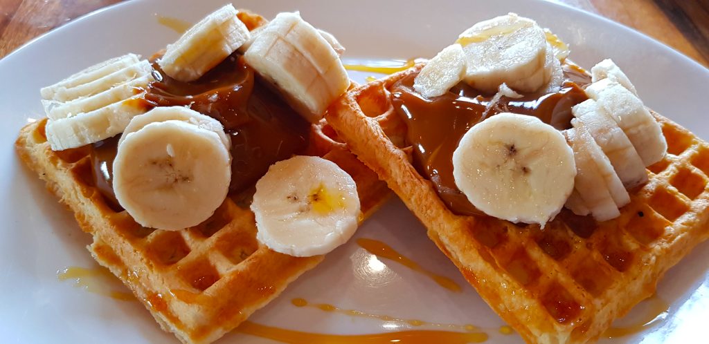 Waffles with Dulce de Leche at Chiado Restaurante & Casa de Te