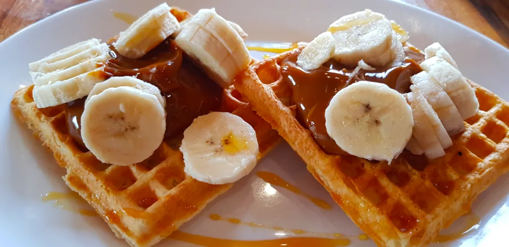 Waffles with Dulce de Leche at Chiado Restaurante & Casa de Te