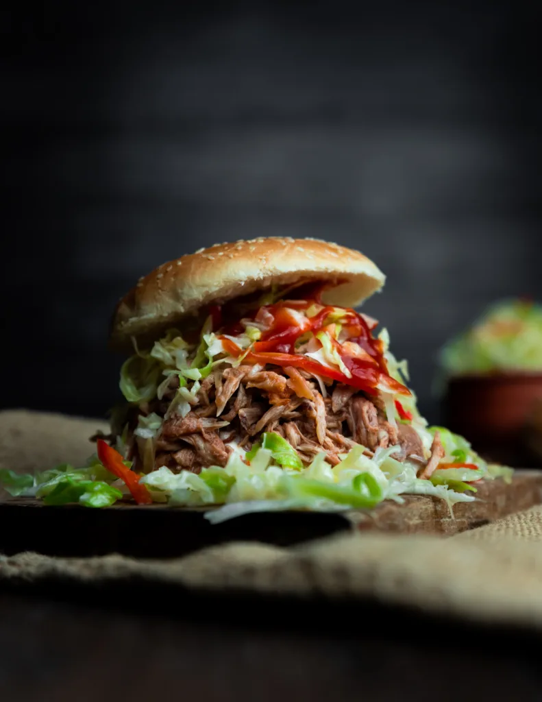 Pulled pork sandwich at beach club resort marketplace