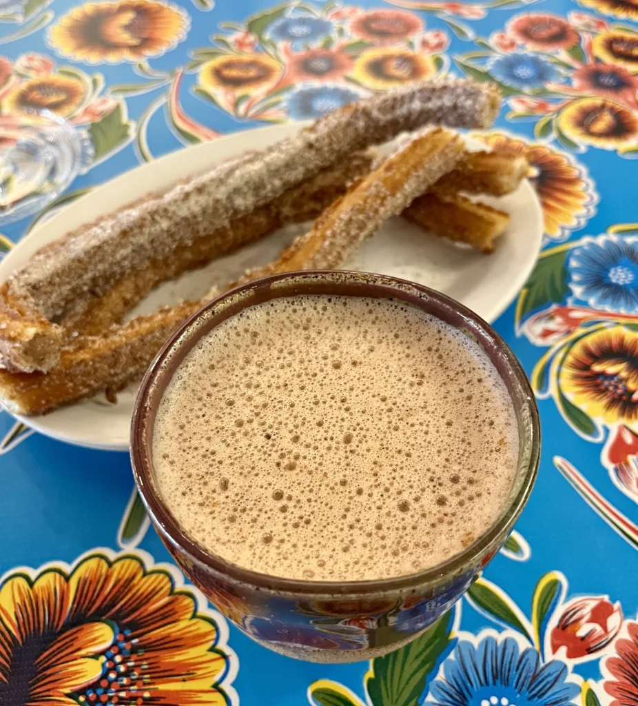 CINNAMON CHURRO AND HOT CHOCOLATE